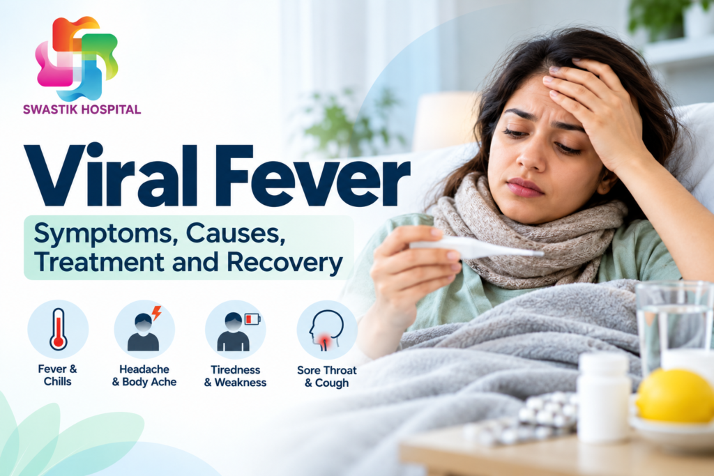 Viral fever symptoms including fever, headache, body ache and sore throat