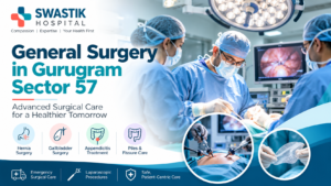 Surgical team performing a procedure at Swastik Hospital in Gurugram