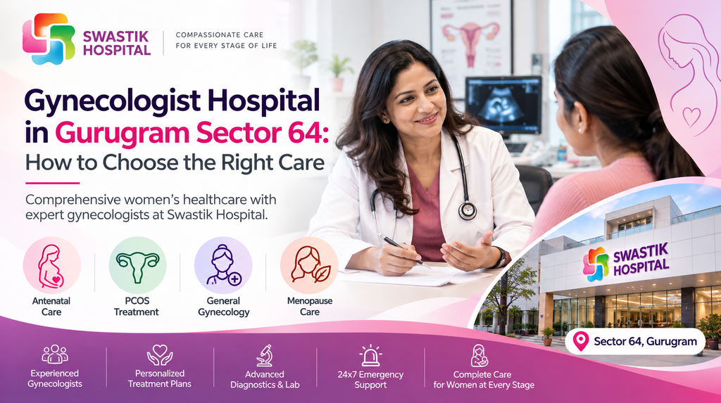 Gynecologist hospital in Gurugram Sector 64 with women’s healthcare services at Swastik Hospital